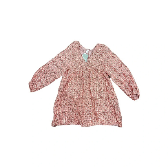 H&M A-Line Mini Dress Dark Orange Patterned and Cream Size Small - Picture 4 of 7